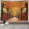 ABAKUHAUS Herbst Wandteppich und Tagesdecke, Bahn im Wald aus Weiches Mikrofaser Stoff Waschbar ohne Verblassen Digitaldruck, 230 x 140 cm, Orange Braun