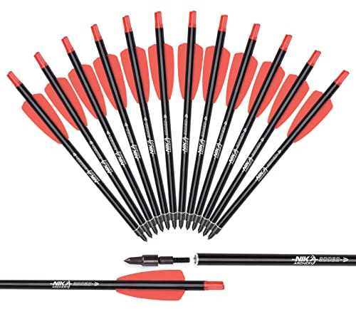 Elong Armbrust Pfeile 7,5 Zoll Armbrustbolzen Archery Aluminum Bolzen mit 2 Zoll Flügel für Armbrust Jagd 12 Stück