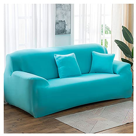 Daesar Überwürfe Sofabezug Elastische Polyester, Sofaüberwürfe Wasserdicht 2 Sitzer Modern Azur Couchbezug Eckcouch 145-185
