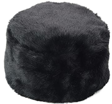 Kunstpelzmütze für Damen,MoreChioce Faux Fuchs Warm Weich Pelz Mütze Warm Wintermütze Weicher Skimütze Dicke Damen Fellmütze Einfarbig Damen Herren Pelzmütze,Schwarz