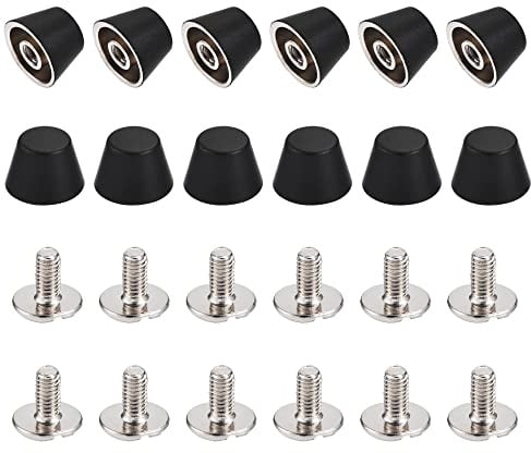 sourcing map Leder Nieten Set, 12 Pcs (10x7mm) Hohlnieten Messing Schraubnieten Pilznieten für Leder Tasche Handwerk Schuhe Kleidung Gürtel Geldbörse Handtasche Schwarz