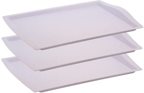 3x Serviertablett, Frühstückstablett, Plastiktablett, Kunststoff, BPA-frei, rechteckig, Gastro, Kantine, Küche, Pastell-Farben, Mehrweg, flieder