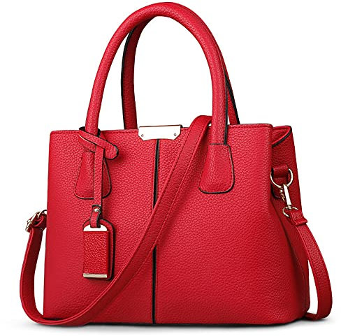 DORRISO Handtaschen für Damen - Schlicht Mehrfachtaschen Multifunktional Hochwertige Langlebig Diebstahl für Arbeits Büro Dates Alltag Feiertage Rot