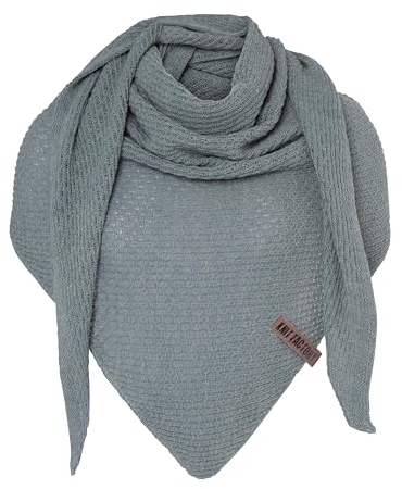 KNIT FACTORY - Gina Dreieckstuch - Fein Gestrickter Damen Schal - Tuch Schal - Für Frühling, Sommer und Herbst - Stone Green - 190x85 cm