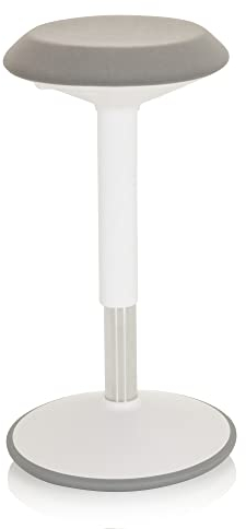 hjh OFFICE 830096 Arbeitshocker Balance SIT III W Stoff Weiß/Grau Hocker ergonomisch mit Schwingeffekt, höhenverstellbar
