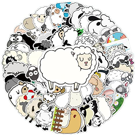 Lamb Aufkleber Lamm Sticker Set 50 Stücke Deko für Auto Laptop Skateboard Fahrrad Moped Motorrad Fahrrad Computer,Geeignet für Erwachsene Kinder