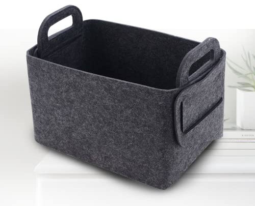 Cesta Portalegna Cuoio in Feltro Portalegna da Interno Design Moderno può Contenere Giornali, Vestiti, Giocattoli, ECC,45x29x31cm