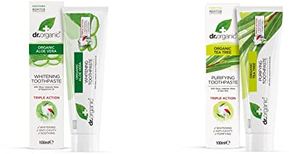Dr. Organic Pasta Dental Aloe Vera y Árbol de Té 100 ml - Pack de 2 Unidades 300 g