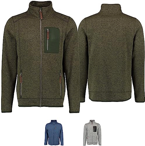 German Wear Herren Jagd Fleecepullover Strickfleece Freizeitpullover hochgeschlossen