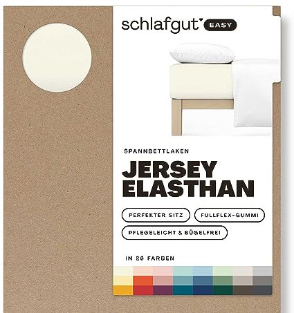 Schlafgut Easy Jersey Elasthan Spannbettlaken 120x200 bis 130x220 Yellow Light, Spannbetttuch aus superweicher Baumwolle mit Elasthan
