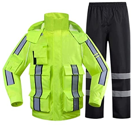 RUTAVM Warnweste Reflektorweste wasserdichte Seidensicherheit Jacke Fluoreszierende Grüne Dienstanzug Atmungsablöser Wärme Reflektierende Overalls Sicherheitsweste (Blue : Yellow, Size : XL)