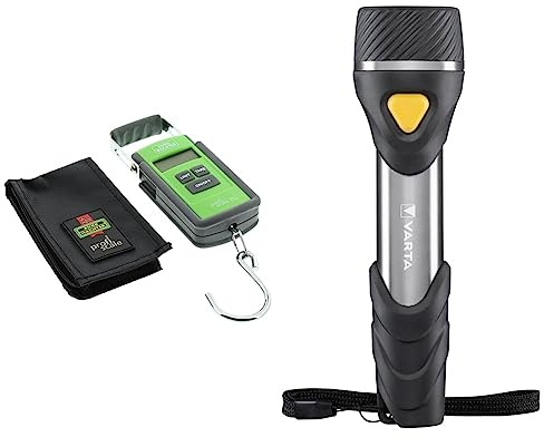 Burg-Wächter, 76000 Handwaage Tara PS 7600, schwarz, Wiegen bis 40 kg, Einfache Bedienung & VARTA Taschenlampe mit 9 LEDs inkl. 2x AA Batterien, Day Light Multi LED F20 Leuchte