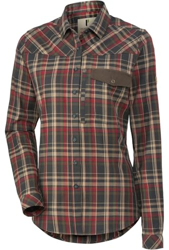 Parforce Jagdbluse Sophistica Oliv/Rot kariert, M