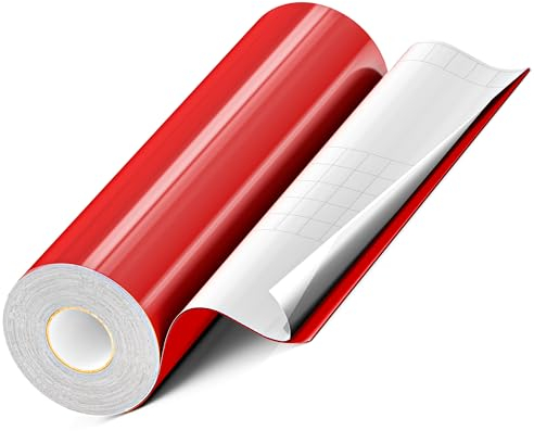 EPRCUT Vinylfolie Plotter, Plotterfolie Vinyl Rolle Rote Glänzende 30,5 x 1524cm, Wasserdicht Selbstklebende Folie Permanentes Dauerhaften Aufklebern für Cricut, DIY, Bastelprojekte, Party
