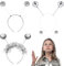 LETTERASHQP 3 Stück Alien Haarreif Silber Mit 2 Runden Kugeln für Damen, Herren & Kinder - Glitzer Haarreif