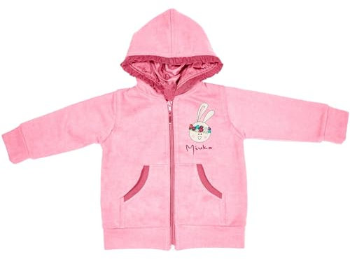 Miuko Kapuzenjacke für Mädchen rosa, Hoodie-Jacke, Sweatjacke, Kapuzenpullover mit Reißverschluss, 100% Baumwolle 74 80 86 92 98 104 110 116 122 128 (DE/NL/SE/PL, Numerisch, 98, 104, Regular, rosa)