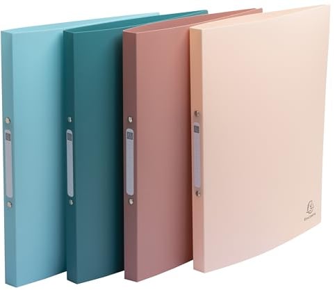 Exacompta - Ref 54270E - Pack of 4 Skandi Soft Binders - Recycled PP - 2 Round Rings - 20mm Spine - External Size: 32x25cm - File Format A4-4 Assorted Colours