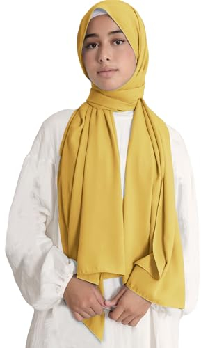 Lina & Lily Damen Hijab Kopftuch Schal aus Medina-Seide (Senfgelb)