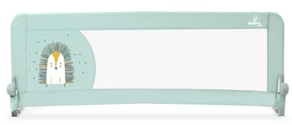 Asalvo Barrera de Cama 2 en 1 de 150 cm para Niño - Abatible con Correas Ajustables + Apta para Cama Nido + Instalación Fácil y Lavado Sencillo - Protección Segura y Estable - Erizo