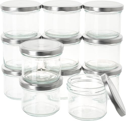 VBS XXL Gläser mit Schraubdeckel 12 STK Vorratsglas 150 ml Höhe 6.5 cm Durchmesser 7.0 cm Glas Metall