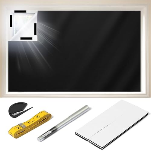 KIKIGOAL Blackout Blinds, 300x145cm Window Blinds for Any Window Portable Blackout Blind with 4 Velcro, Ruler, Pen, Blinds Blackout Curtains Portable Use for Travel and Bedroom