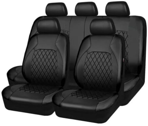QINGNB Auto Sitzbezüge für Nissan Micra K12 2003 2004 2005 2006 2007 2008 2009 2010, 5 Sitzer Leder Autositzbezüge Set Wasserdicht Schonbezüge Kompletter Satz Sitzauflag Zubehör,Black/A