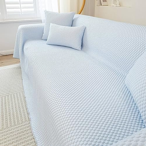 Bishilin Sofabezug 3 Sitzer für Sommer, Sofaüberwurf rutschfest Blau 200x300CM Couchbezug Eckcouch Universal
