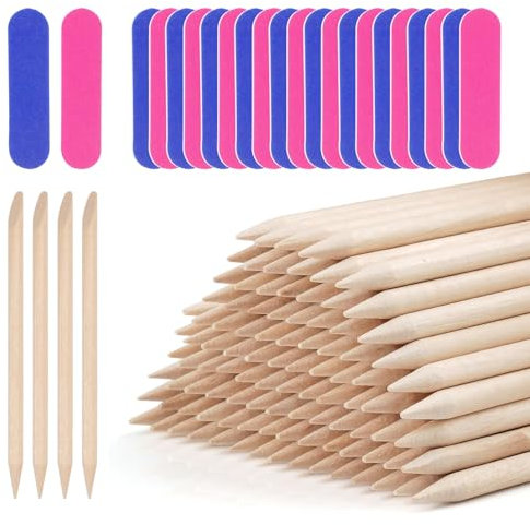 200 palitos de palitos de palitos de palitos de palitos de madera de color naranja de doble cara, empujador de cutículas, palillos de madera para manicura, arte, pedicura, cuidado de cutículas.