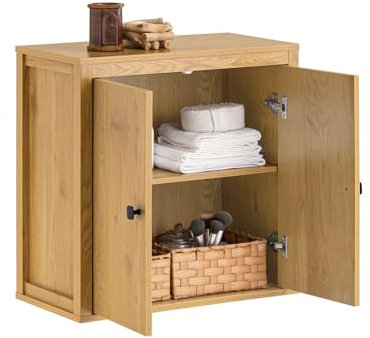 SoBuy Hängeschrank Badschrank Küchenschrank Medizinschrank Wandschrank Badmöbel Dunkelnatur BHT ca. 60x60x30cm BZR168-SN