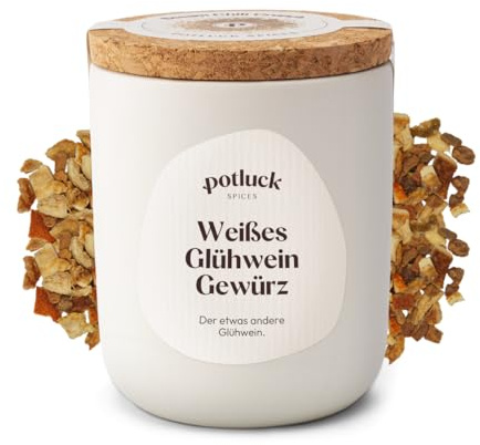 Potluck | Weißes Glühwein Gewürz | Gewürzmischung im Keramiktopf | 60g | Vegan, glutenfrei und mit natürlichen Inhaltsstoffen