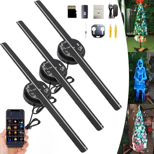 Projecteur hologramme ventilateur 3D, hologrammes fantaisie, arbre de Noël hologramme LED, arbre de Noël hologramme