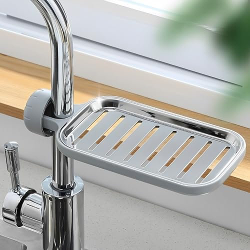 MZSX Clip-on Bathroom Soap Holder, Adjustable Shower Rail Soap Dish, for Rail 16-27mm Sponge Holder Soap Dish Holder Kitchen Sink Storage Rack, for Tube Pipe Rod Pole Bathroom Kitchen Sink