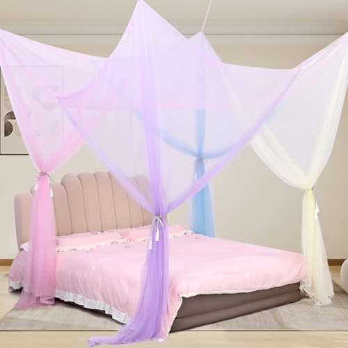 ABCDipper Moskitonetz für Betthimmel Himmelbett Schwarzer Netzvorhang Doppelbett-Baldachin-Rahmen für Mädchen Kinder und Erwachsene