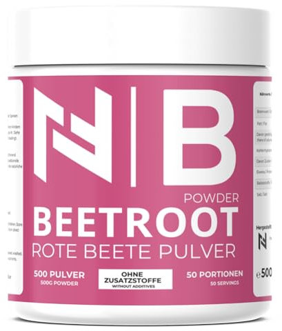 Natural-Fitness24 Rote Beete Pulver 500g Dose - 100% natürlich - Ideal zum Mischen von Rote Beete Säften, in Smoothies oder Bowls | Ohne Zusatzstoffe