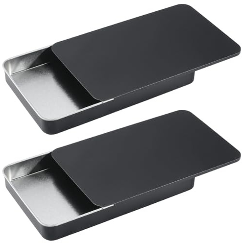 SOFPLATE 2Pcs 6.61 x 4.06 x 0.77 Inch Metal Container Slide Lid Portable Tin Box Empty Rectangular Top Lid Containers portable Reusable Travel Storage Box for Crafts Jewellery Candy Dental Floss Purse