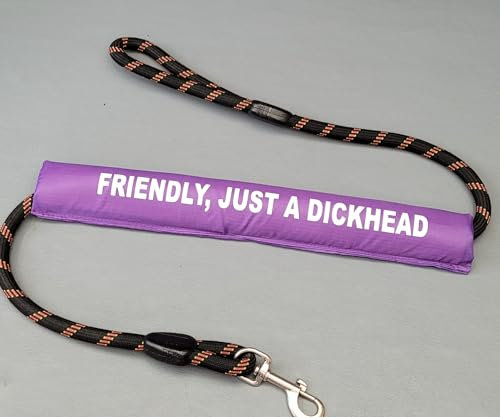 friendly, just a dickhead dog lead sleeve cover wrap, colour choices (black) (blue)