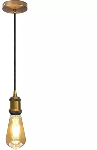LEDSone Industrial E27 Pendant Light Fitting 1M Adjustable Fabric Cable | Easily adjust the hanging height for flexible installation over kitchen islands, dining tables, cafés and home interiors