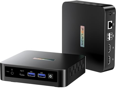 PELADN WI6 N150 Mini PC 16GB DDR4 512GB SSD, 13th Twin Lake N150 Desktop Mini Computer, Type-C, Dual HDMI, RJ45 LAN, WiFi, Bluetooth, 4K Triple Display