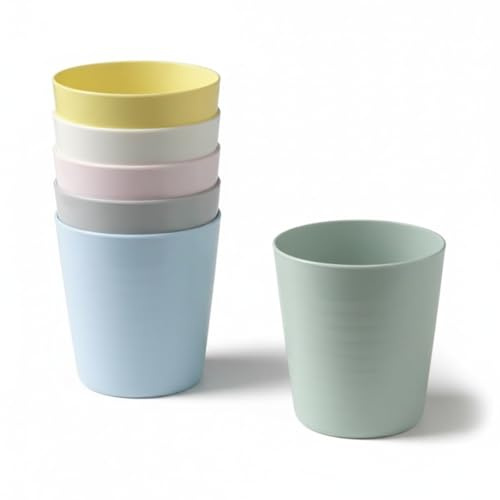 EMBO 6pc Plastic KALAS Mug, Multicolour Pastel, 8 cm Diameter, 17 cm Height