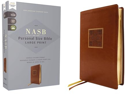 NASB, Personal Size Bible, Large Print, Leathersoft, Brown, Red Letter, 1995 Text, Comfort Print