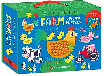 Touch and Feel Puzzle and Board Book Set - Farm - Tactile Fun For Children Aged 3 Years Upward (Touch and Feel Jigsaw Puzzles with Book)