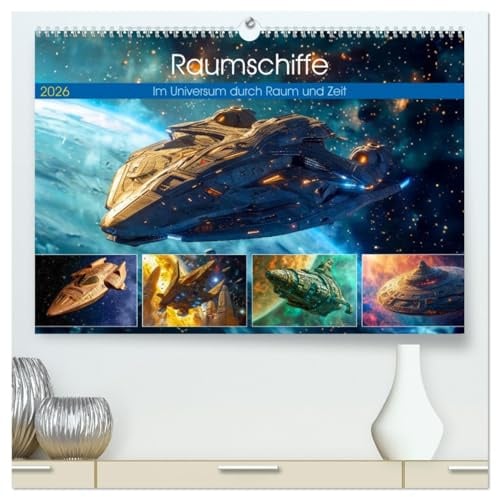 Raumschiffe - Im Universum durch Raum und Zeit (hochwertiger Premium Wandkalender 2026 DIN A2 quer), Kunstdruck in Hochglanz: Galaktische Abenteuer: ... die Weiten der Fantasy (CALVENDO Technologie)