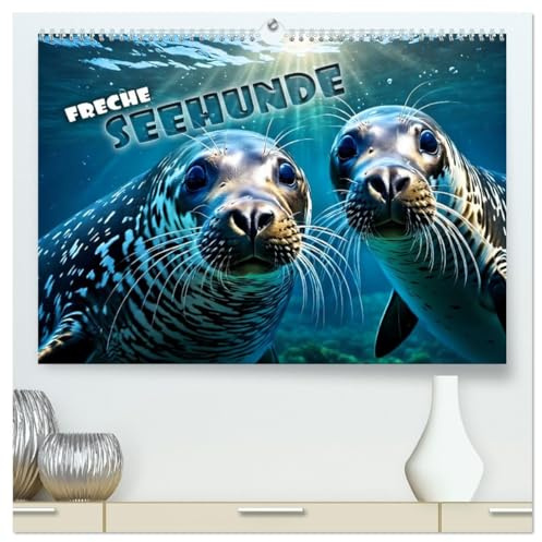Freche Seehunde (hochwertiger Premium Wandkalender 2026 DIN A2 quer), Kunstdruck in Hochglanz: Erheiternde Bilder verspielter Robben in ihrem natürlichen Habitat (CALVENDO Tiere)