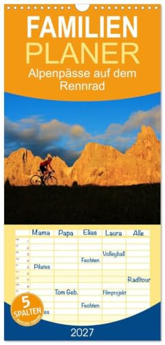 Familienplaner 2027 - Alpenpässe auf dem Rennrad Himmlische Serpentinen mit 5 Spalten (Wandkalender, 21 x 45 cm) CALVENDO: 12 faszinierende Radsportmotive in den Alpen (CALVENDO Sport)