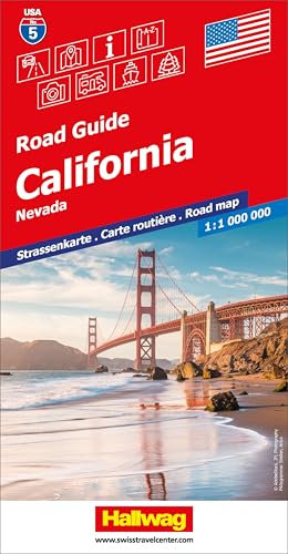 Hallwag Strassenkarte USA, California 1:1 Mio.: Mit San Francisco, Los Angeles, San Diego, Yosemite, Death Valley, Las Vegas. Inkl. Stadtpläne, Ortsverzeichnis und Reiseinformationen