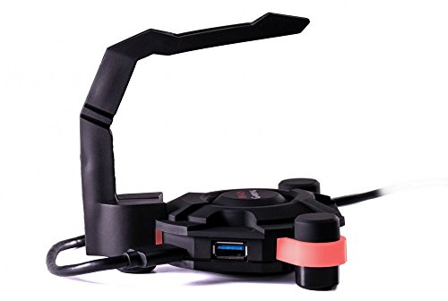 MARSGAMING MMS2 - Hub 4 USB 3.0, Soporte para el Cable del ratón, LED Rojo, Negro