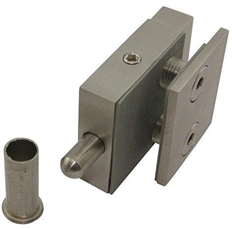 SOLIDO Glas-Feststellriegel oben, mit Bodenbuchse; Gegenplatte 36 mm, Edelstahl