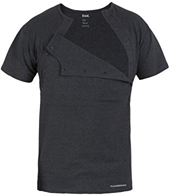 Bonding Shirt Männer - Känguru T-Shirt Baby für Papa und Neugeborene | Haut-an-Haut Kontakt Kleidung für Vater | Skin-to-Skin Bonding Top ideal für Krankenhaus, Wochenbett und Zuhause (Grafit, M)