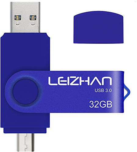 LEIZHAN Chiavetta USB 32GB,Flash Drive USB 3.0 OTG Memory Stick per Telefono Huawei Samsung Android Tablet Mac PC-Blu