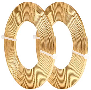 BENECREAT 10m Filo Piatto di Alluminio 3mm di Larghezza Accessori per Gioielli in Metallo Dorato per Artigianato Artigianale 5m / Rotolo